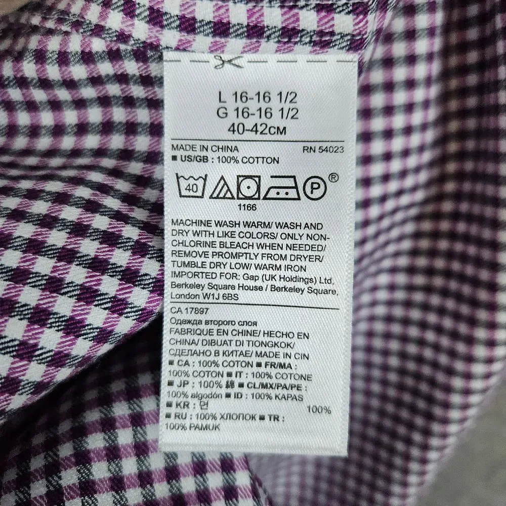 Banana Republic Men's‎ Mini-Check Shirt Size L Grant Fit Non-Iron 100% Cotton